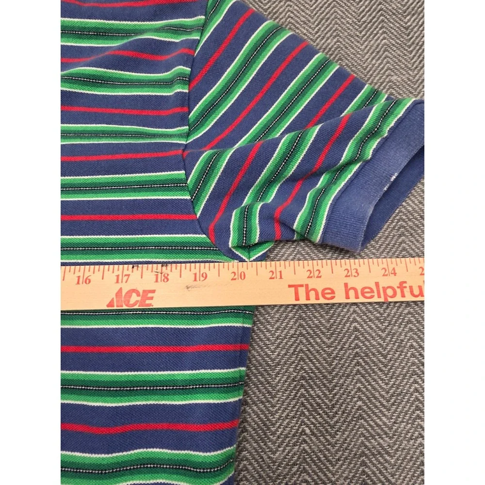 Polo Ralph Lauren Mens Medium Striped Polo Shirt Blue Green Red Short‎ Sleeve M